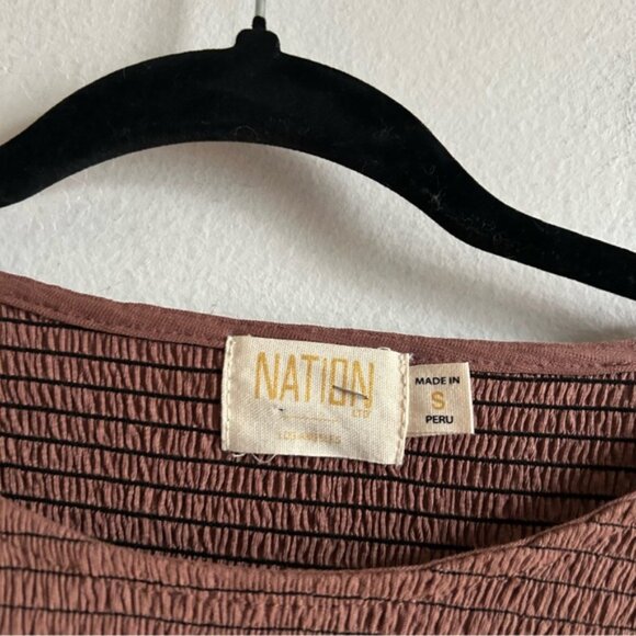Nation LTD Sz S Brown Ruched Puff Sleeves Blouse - Picture 5 of 9